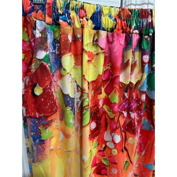 Bright Multicolor Abstract Print Womens Pants Size XXL Elastic Waist - Picture 4 of 11